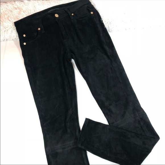 7 For All Mankind Skinny Suede Black Jeans 25 - Picture 4 of 8